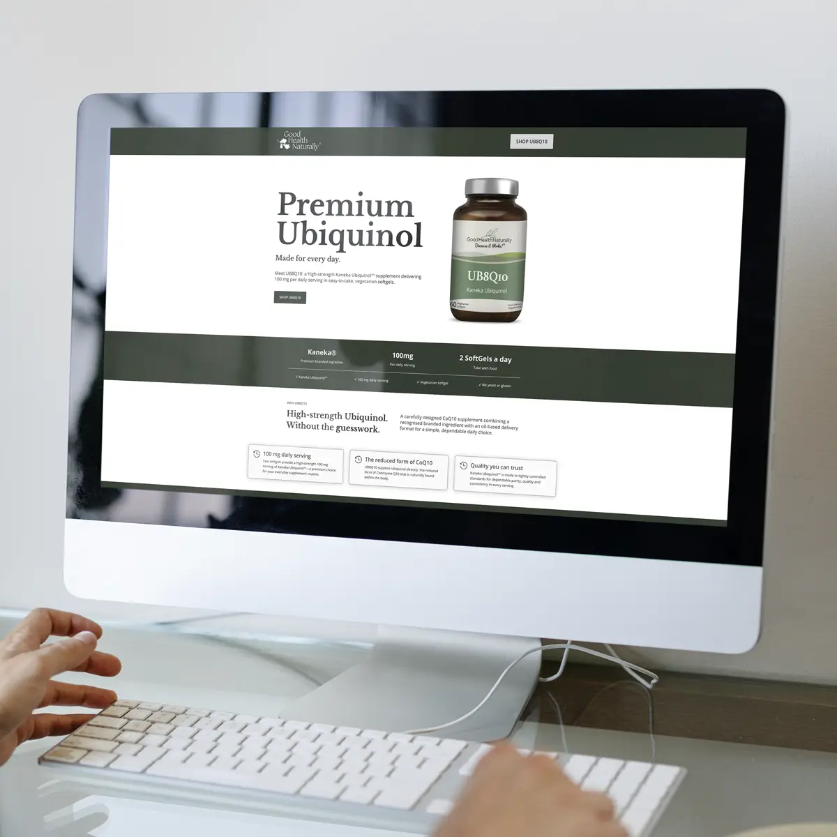 Página de destino de un producto en WordPress para «Good Health Naturally»